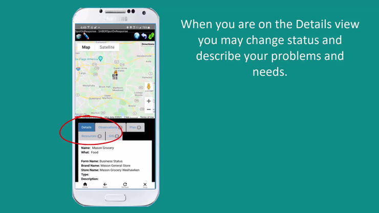 SABER Mobile Training 2 Status Map